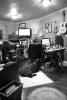 Brent working in the studio with his dog Maggie